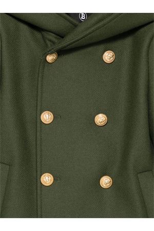 green wool coat BALMAIN PARIS KIDS | BX2P30E0169762OR